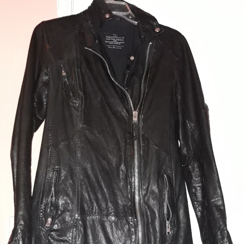 All saints black leather jacket
